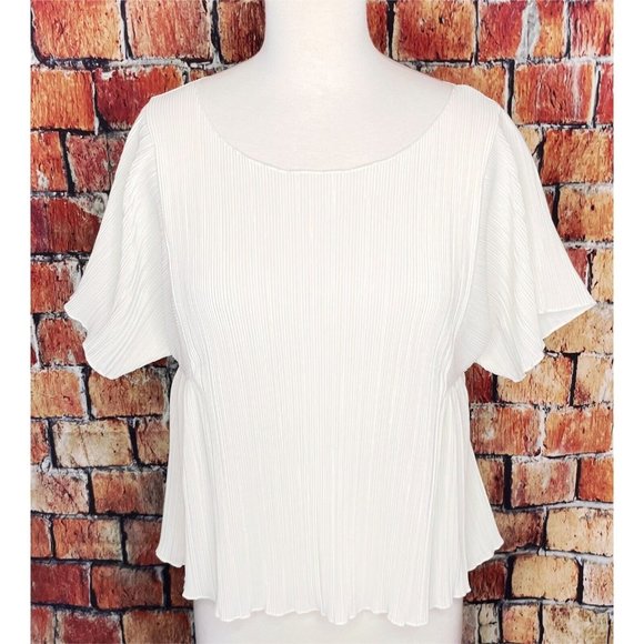 Madewell Texture & Thread Micropleat Cropped Top Ivory H8114 Women’s Small - Picture 2 of 6